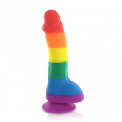 Mavričen silikonski dildo z modi Pride